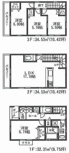Floor plan. (13 Building), Price 37,800,000 yen, 4LDK, Land area 70.07 sq m , Building area 101.37 sq m