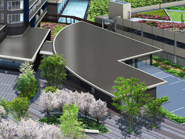Buildings and facilities. April scheduled to open in 2015 medical clinic mall in Building B entrance next to. There is a medical institution near the living, Day-to-day healthy is here with peace of mind. (Rendering ※ Rendering and conceptual diagram of the web is, Which was raised to draw based on the drawings of the planning stage, In fact and it may be slightly different. It should be noted, Planting does not indicate the status of a particular season. Also, It does not grow to about Rendering at the time of completion)