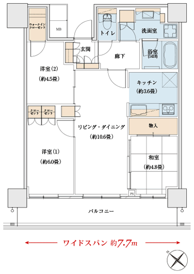 Floor: 3LDK + WIC, the occupied area: 70.47 sq m