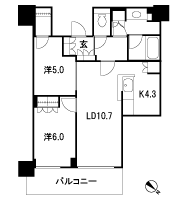 Floor: 2LDK + WIC, the occupied area: 61.88 sq m