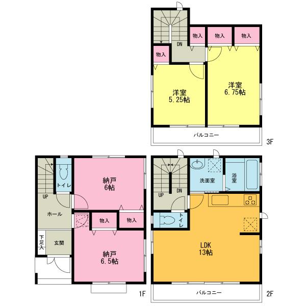 Floor plan. (1 Building), Price 32,800,000 yen, 4LDK, Land area 86.3 sq m , Building area 96.05 sq m