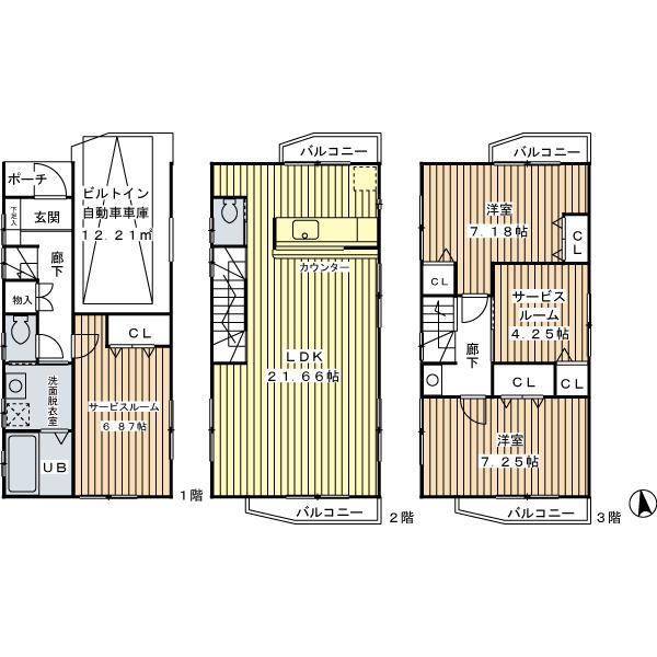 Floor plan. 37,300,000 yen, 4LDK, Land area 57.58 sq m , Building area 120.23 sq m