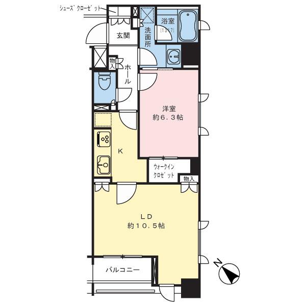 Floor plan. 1LDK, Price 25,800,000 yen, Occupied area 50.56 sq m , Balcony area 3.9 sq m