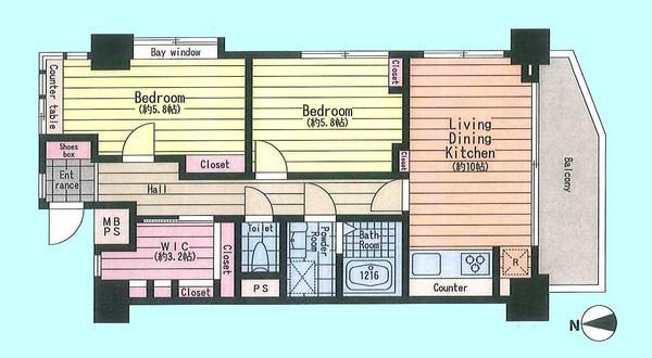 Floor plan. 2LDK+S, Price 22,950,000 yen, Occupied area 54.11 sq m , Balcony area 8.1 sq m