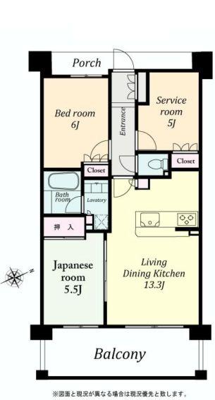 Floor plan. 3LDK, Price 28.8 million yen, Occupied area 63.14 sq m , Balcony area 12.6 sq m