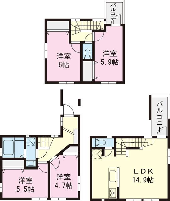 Floor plan. 28.8 million yen, 4LDK, Land area 64.77 sq m , Building area 87.22 sq m