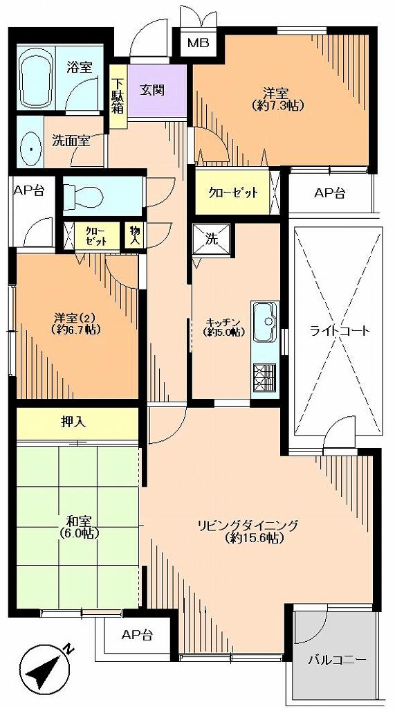 Floor plan. 3LDK, Price 22,800,000 yen, Occupied area 87.49 sq m