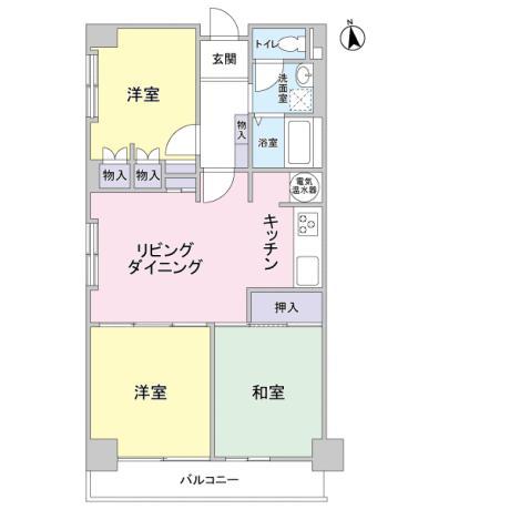 Floor plan. 3LDK, Price 14.4 million yen, Occupied area 70.91 sq m , Balcony area 6.76 sq m