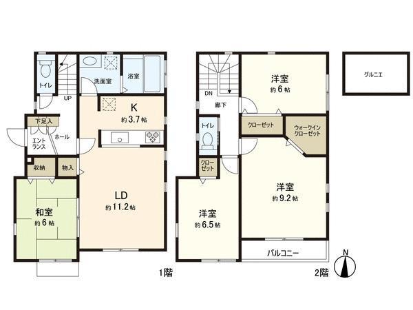 Floor plan. 53,800,000 yen, 4LDK, Land area 134.17 sq m , Building area 102.01 sq m