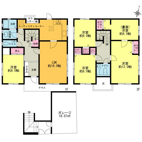 Floor plan. 69,900,000 yen, 5LDK, Land area 170.61 sq m , Building area 130.82 sq m