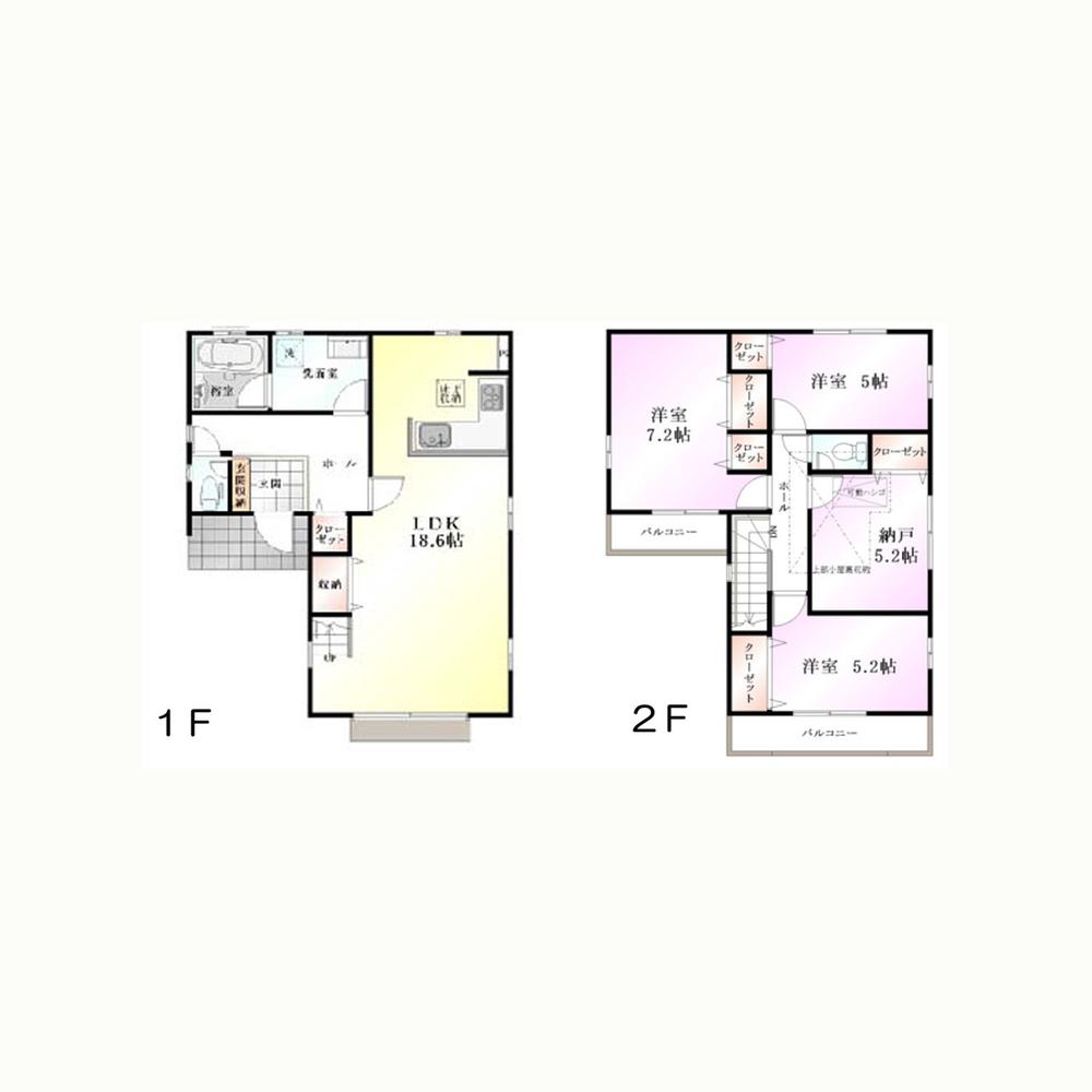 Floor plan. (6 Building), Price 36,800,000 yen, 3LDK+S, Land area 105.41 sq m , Building area 101.02 sq m