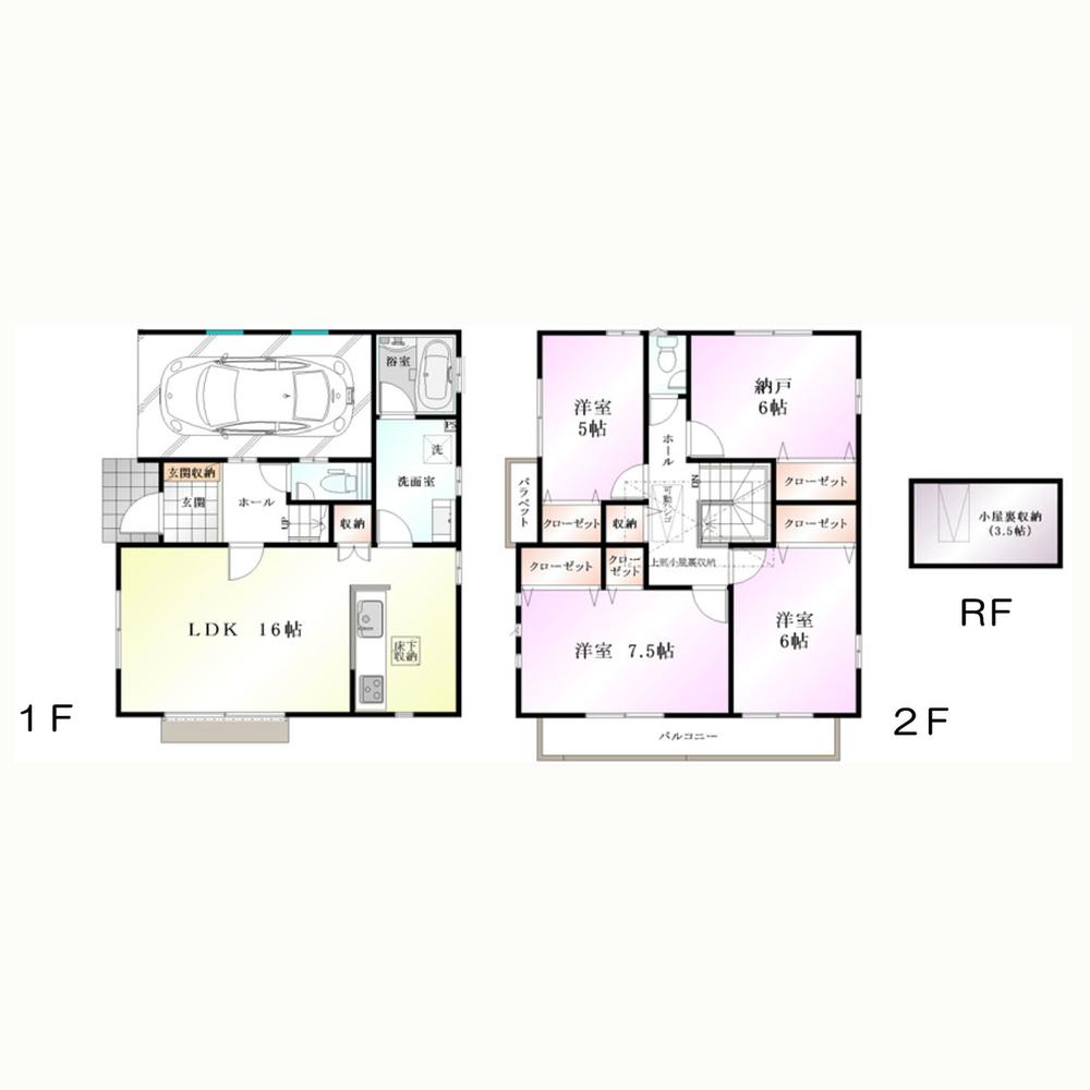 Floor plan. (7 Building), Price 37,800,000 yen, 3LDK+S, Land area 105.34 sq m , Building area 114.27 sq m