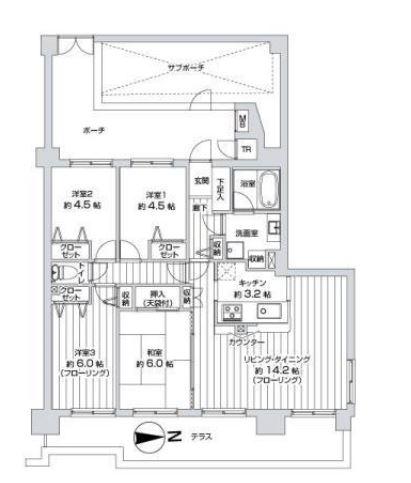 Floor plan. 4LDK, Price 24,900,000 yen, Occupied area 83.73 sq m renovation already! terrace ・ Spacious 4LDK with a porch