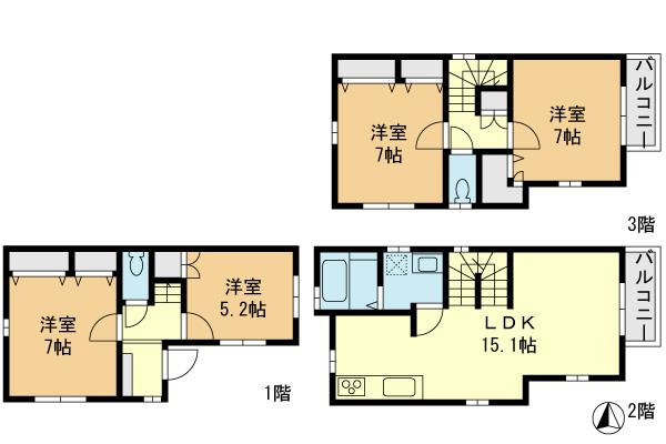 Floor plan. 39,800,000 yen, 4LDK, Land area 63.18 sq m , Building area 116.1 sq m