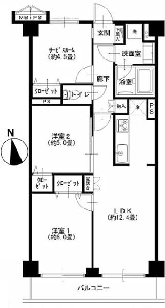 Floor plan. 2LDK+S, Price 28,900,000 yen, Footprint 60.5 sq m , Balcony area 6.05 sq m