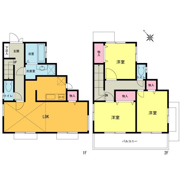 Floor plan. 38 million yen, 3LDK, Land area 100.81 sq m , Building area 84.87 sq m
