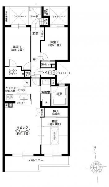 Floor plan. 3LDK, Price 29,900,000 yen, Occupied area 72.94 sq m , Balcony area 7.9 sq m floor plan