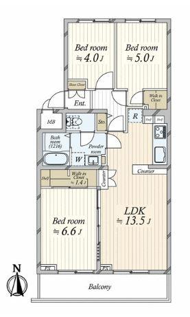 Floor plan. 3LDK, Price 22,900,000 yen, Footprint 65.7 sq m , Balcony area 6.28 sq m per sun is a good south-facing dwelling unit