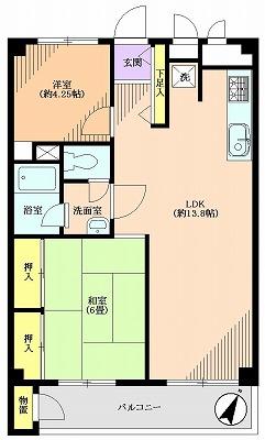 Floor plan. 2LDK, Price 22,800,000 yen, Occupied area 53.17 sq m , Balcony area 6.05 sq m