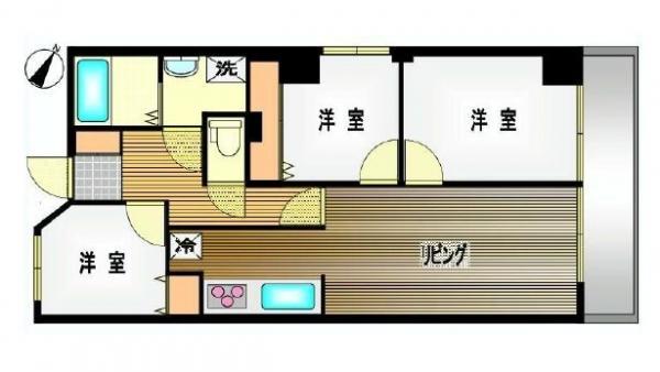 Floor plan. 3LDK, Price 24 million yen, Occupied area 60.94 sq m , Balcony area 5.76 sq m