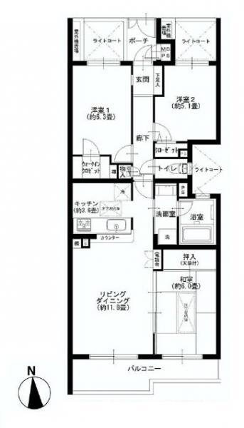 Floor plan. 3LDK, Price 29,900,000 yen, Occupied area 72.94 sq m , Balcony area 7.9 sq m