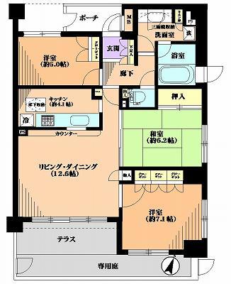 Floor plan. 3LDK, Price 29,900,000 yen, Occupied area 78.27 sq m , Balcony area 6.9 sq m