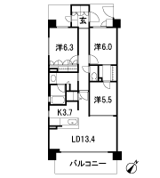 Floor: 3LDK + FC, the occupied area: 80.48 sq m