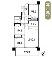 Floor: 3LDK, the area occupied: 69.2 sq m