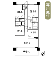 Floor: 3LDK + WIC, the occupied area: 74.34 sq m