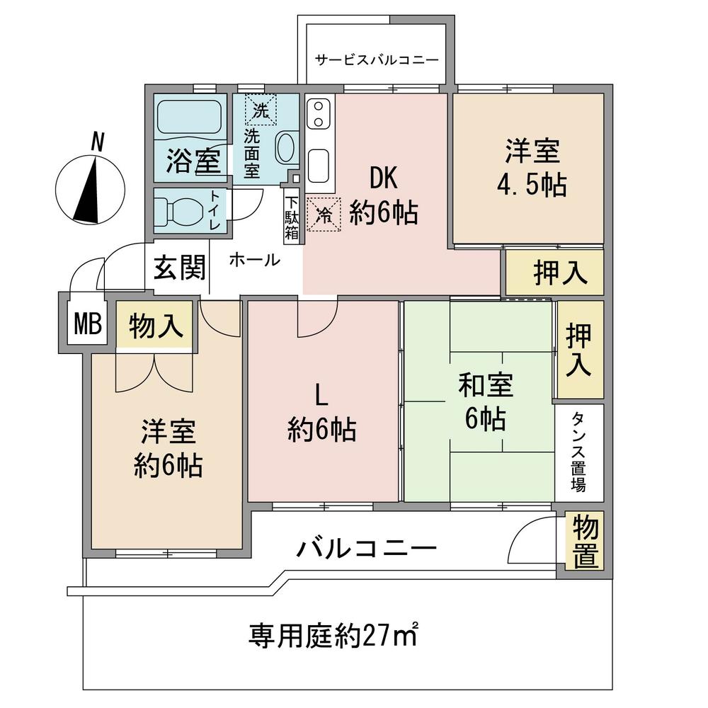 Floor plan. 3LDK, Price 11.8 million yen, Occupied area 69.08 sq m , Balcony area 10.44 sq m floor plan