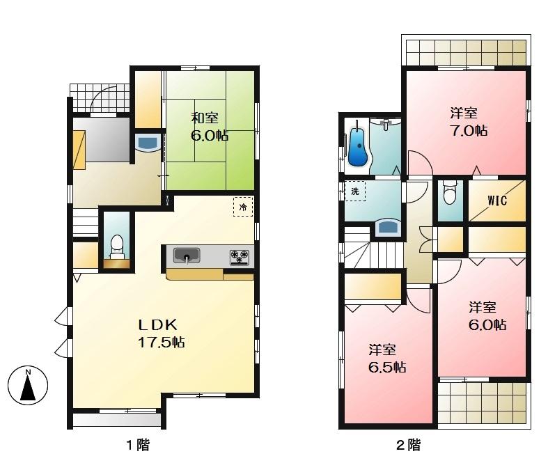 Floor plan. (1 Building), Price 37,800,000 yen, 4LDK, Land area 131.04 sq m , Building area 103.22 sq m