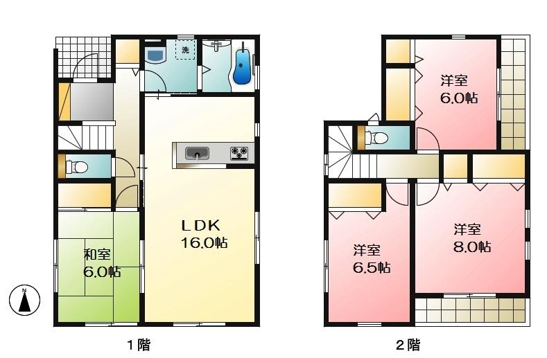 Floor plan. (Building 2), Price 35,800,000 yen, 4LDK, Land area 141.17 sq m , Building area 99.63 sq m