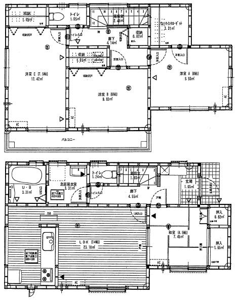 Floor plan. 36,800,000 yen, 4LDK, Land area 125.44 sq m , Building area 96.87 sq m