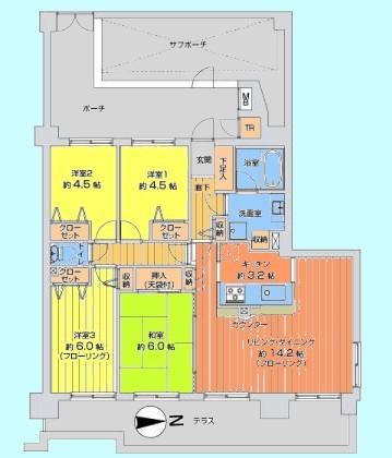 Floor plan. 4LDK, Price 24,900,000 yen, Occupied area 83.73 sq m , Balcony area 20.33 sq m