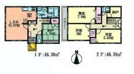 Floor plan. (1 Building), Price 43,800,000 yen, 3LDK+S, Land area 108.15 sq m , Building area 96.78 sq m