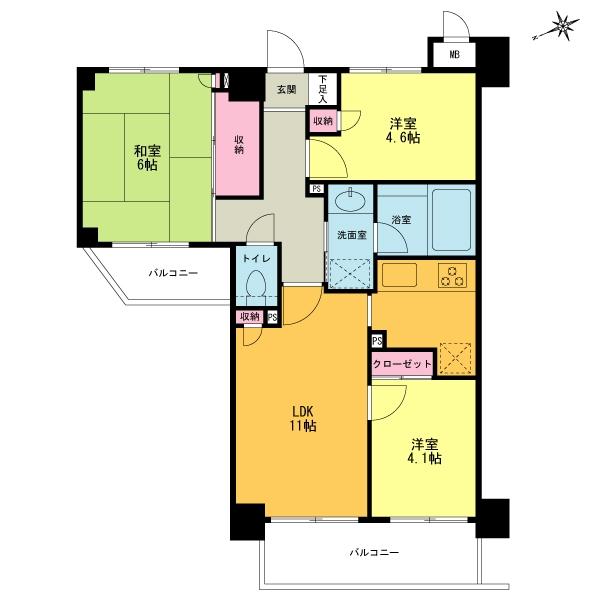 Floor plan. 3LDK, Price 23.8 million yen, Footprint 58.7 sq m , Balcony area 10.68 sq m