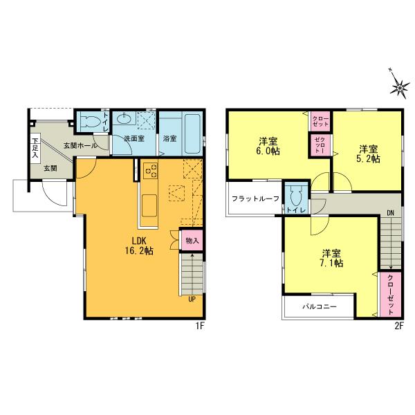 Floor plan. (3 Building), Price 34,500,000 yen, 3LDK, Land area 74.48 sq m , Building area 82.88 sq m