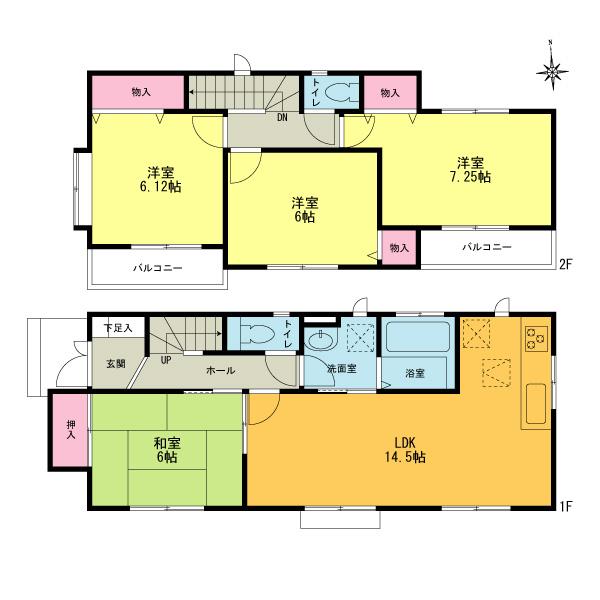 Floor plan. (D Building), Price 44,800,000 yen, 4LDK, Land area 128.78 sq m , Building area 93.78 sq m