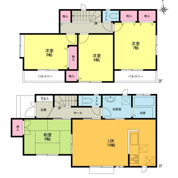 Floor plan. (C Building), Price 42,800,000 yen, 4LDK, Land area 130.44 sq m , Building area 94.8 sq m