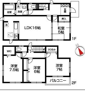Floor plan. 33,800,000 yen, 4LDK, Land area 136.6 sq m , Building area 100.19 sq m