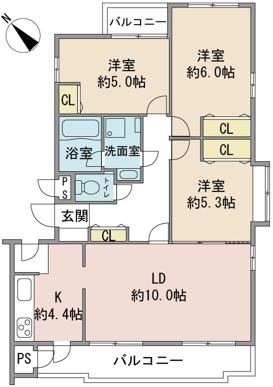 Floor plan. 3LDK, Price 22,800,000 yen, Occupied area 70.44 sq m , Balcony area 10.14 sq m floor plan