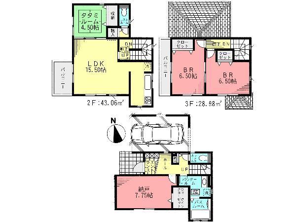 Floor plan. 34,800,000 yen, 2LDK+S, Land area 80.6 sq m , Building area 117.17 sq m