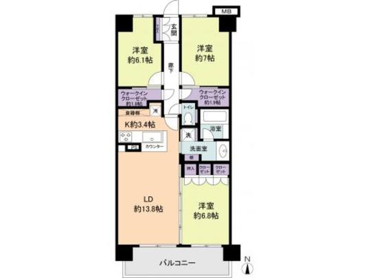Floor plan. Walk-in closet There are also two places to 3LDK.
