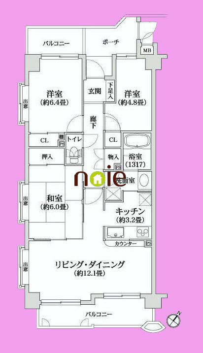 Floor plan. 3LDK, Price 34,800,000 yen, Occupied area 68.53 sq m , Balcony area 10.97 sq m   ■  ~ In fact, please check ~  ◆ New renovation ◆ Southwest Corner Room ◆ Two-sided balcony ◆ Fit renovation ◆ After-sales service guarantee ◆ Immediately possible to new life ◆ auto lock