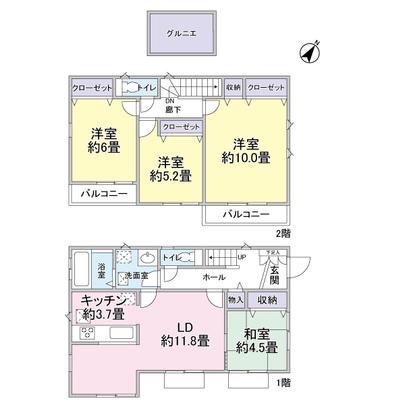 Floor plan.  ◆ All room southeast direction