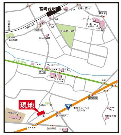 Local guide map. Miyazakidai station 15 minutes Up to elementary school is 4 minutes.