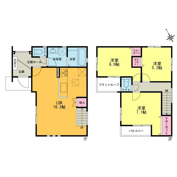 Floor plan. 34,500,000 yen, 3LDK, Land area 74.39 sq m , Building area 82.88 sq m