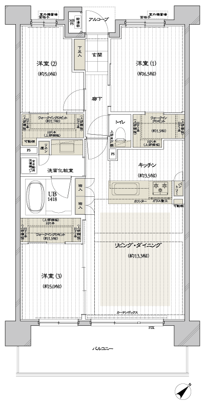 Floor: 3LD ・ K + 3WIC, occupied area: 76.22 sq m
