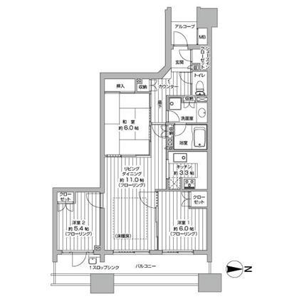 Floor plan. 2LDK + S (storeroom), Price 26,900,000 yen, Occupied area 58.32 sq m , Balcony area 6.68 sq m