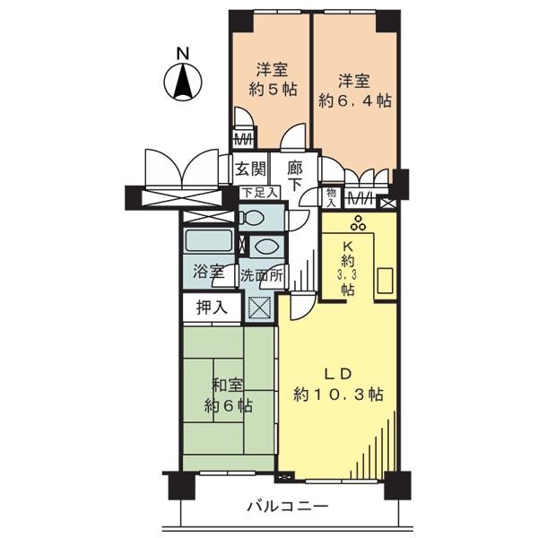 Floor plan. 3LDK, Price 28.8 million yen, Occupied area 69.81 sq m , Balcony area 8.4 sq m